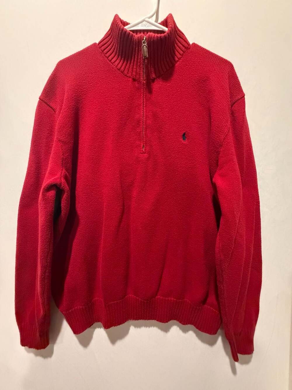 Vintage Polo by Ralph Lauren Red 1/4 Zip Sweater Size XL 100% Cotton